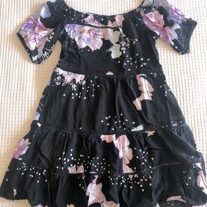 Black floral off the shoulder dress